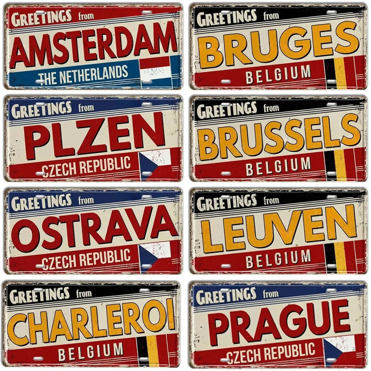 Belgium License Plates Metal Tin Signs for Wall Art Decoration Vintage Tags Metal Automotive Signs For Cafe Bar Club Garage Pub