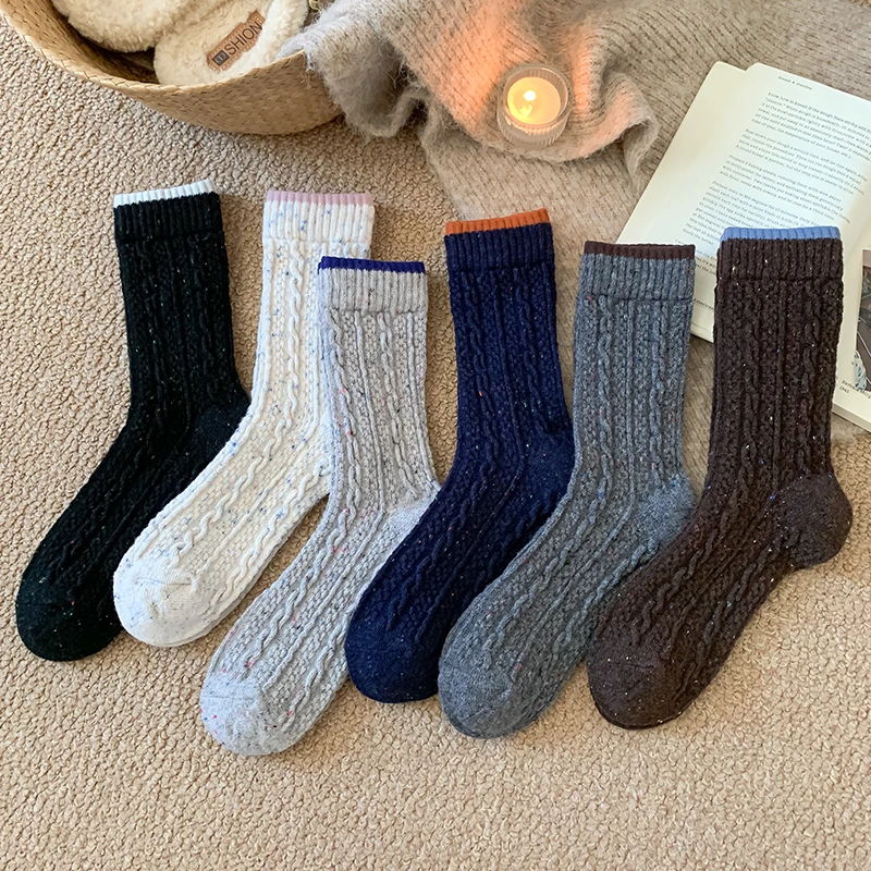 Trend Socks For Women Thick Casual Mixed-color Casual Retro Socks Female Breathable Simple Fashion Long Socks Daily High Quality