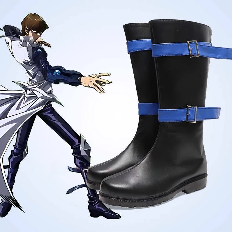 Anime Kaiba Seto Cosplay Shoes Seto Kaiba Adult Unisex Long Leather Pu Boots Halloween Costume Props Boot Accessories
