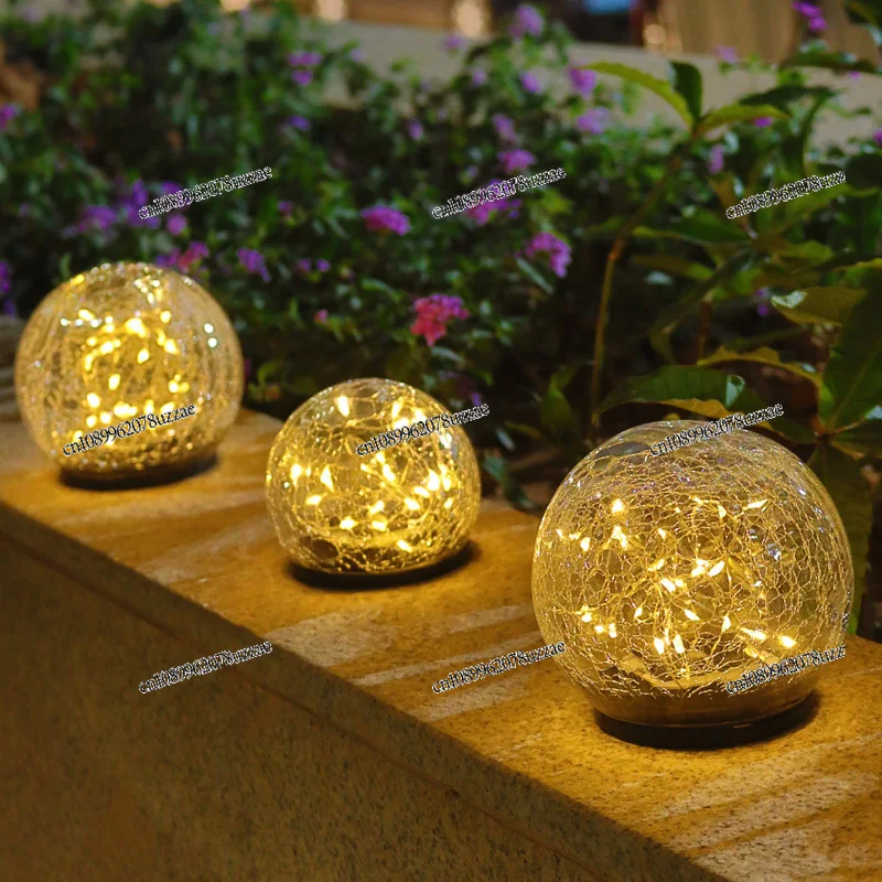 Solar Light Glass Crack Buried Light Outdoor Decoration LED Lights Garden Villa Balcony Night Light