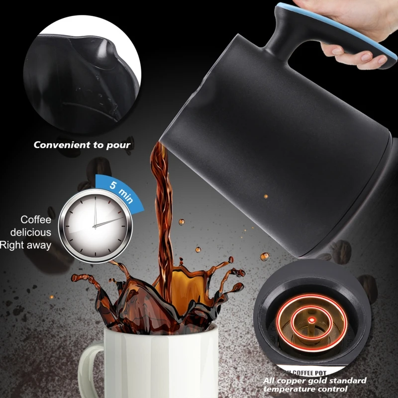 Cafetera semiautomática portátil para capuchino, cápsula de café multifuncional con aislamiento térmico, 2023 ml, novedad de 500