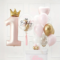 24pcs/set 40inch Princess Crown Number Foil Balloons 1st Birthday Party Decorations Kids Boy Girl One Year Baby Shower Supplies
