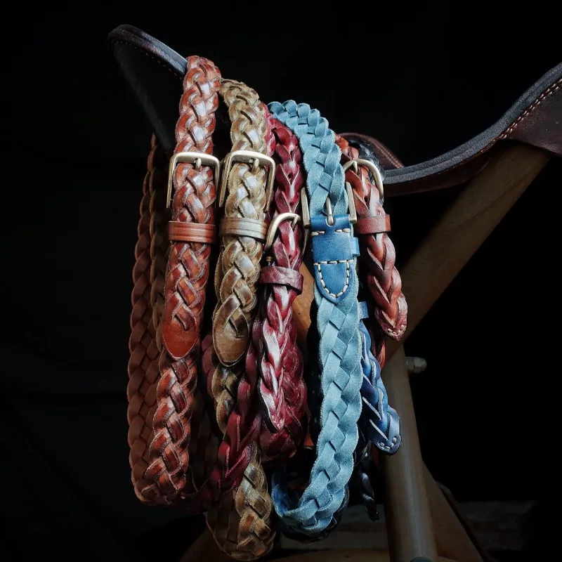 genuine-full-grain-italian-leather-hand-woven-belt-for-men-solid-brass-buckle-vintage-casual-retro-waist-strap-waistband