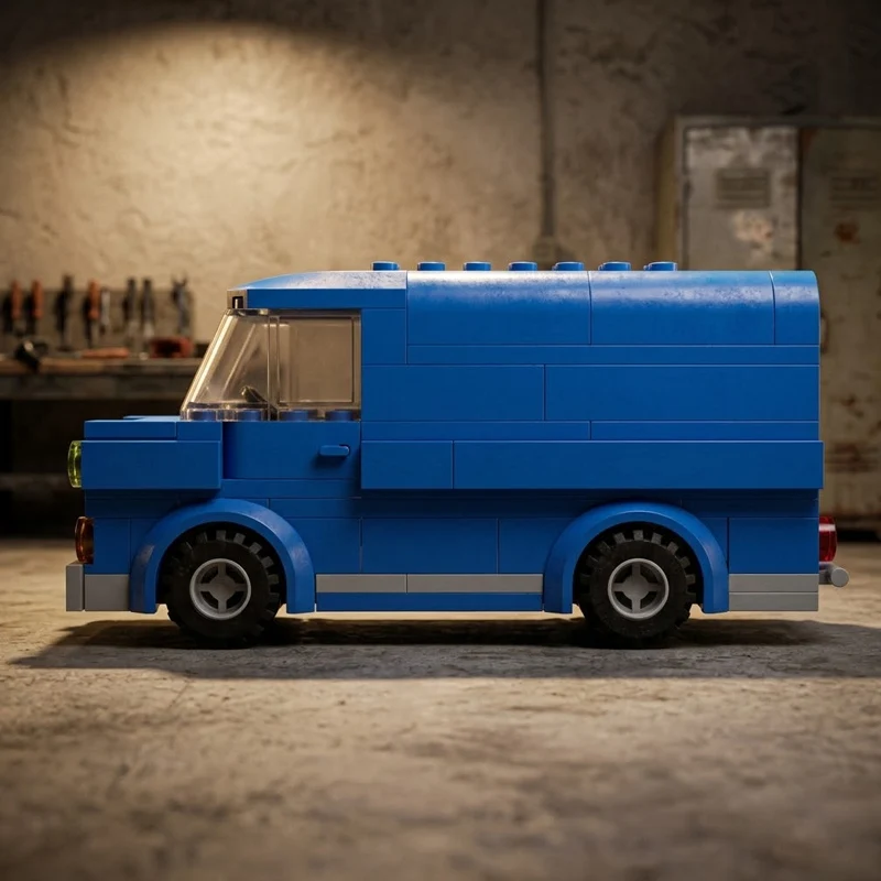 

132PCS City Car Model MOC Building Bricks Blue Vintage Box Truck Modular Technology Assemble Toys Suit Children Holiday Gifts