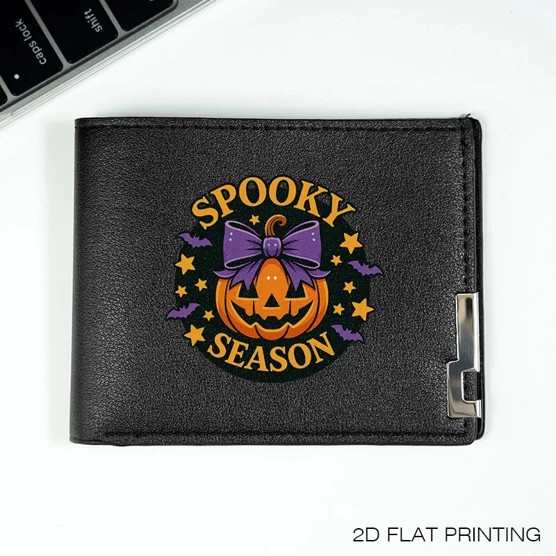 Diseño de calabaza con huecos de temporada espoluda, billetera delgada de PU para hombre, accesorios de moda para negocios duraderos y ligeros para uso diario