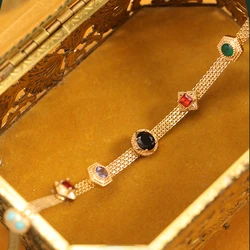New Classic Luxury Detachable Colorful Zircon Copper Necklace Women's Gift Banquet Wedding Jewelry 2024