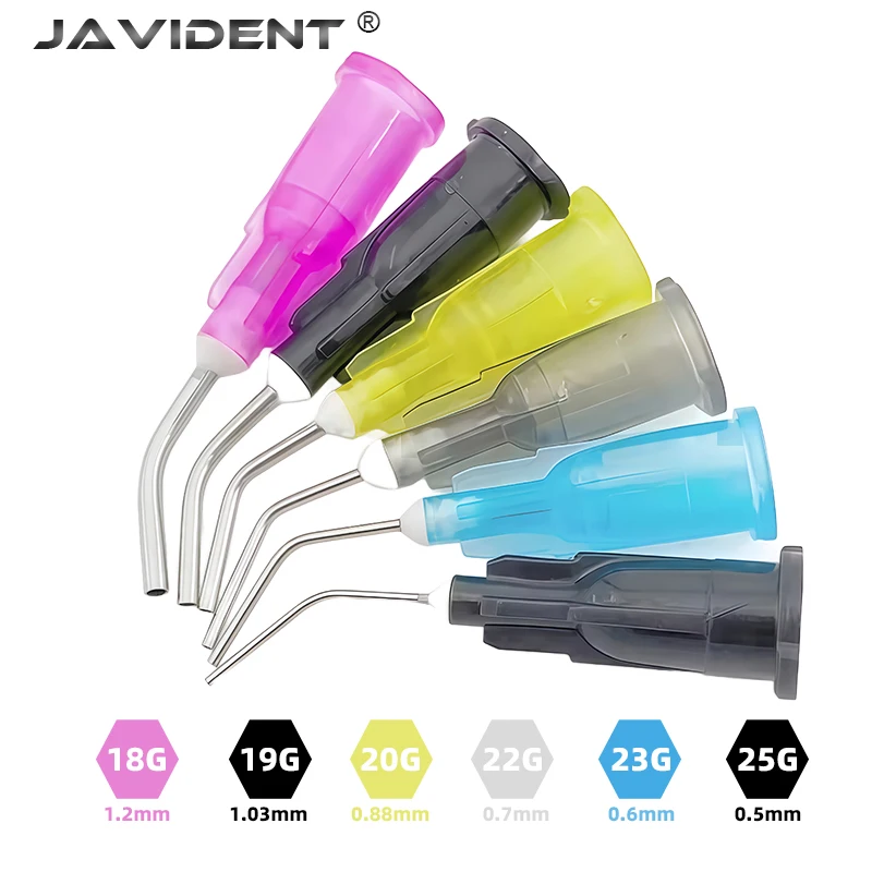 

100 шт. одноразовых ирригационных игл для орального травления и инъекций смолы, изогнутые иглы для подачи стоматологической пасты, расходные материалы