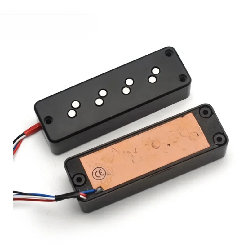 Alnico 5 Stacked 3 Holes 4 String Bass Humbucker with Staged Polepiece Noise Reduction Pickup 4 Conduct Output Split Coiling