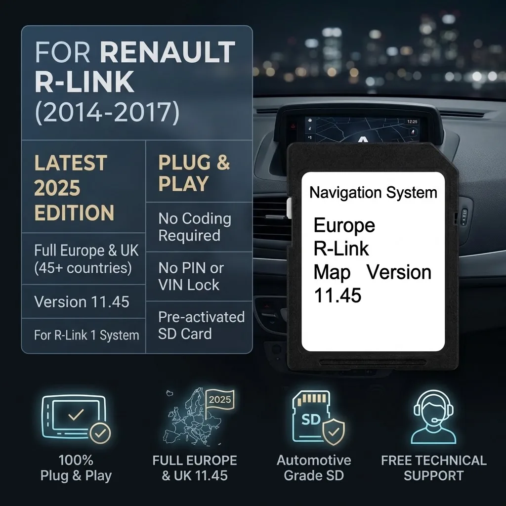 2025 11.45 Sat Nav SD Card Europe UK Compatible For Renault R‑Link 2013‑2017 Megane Clio Laguna Scenic Zoe Captur Twingo Koleos