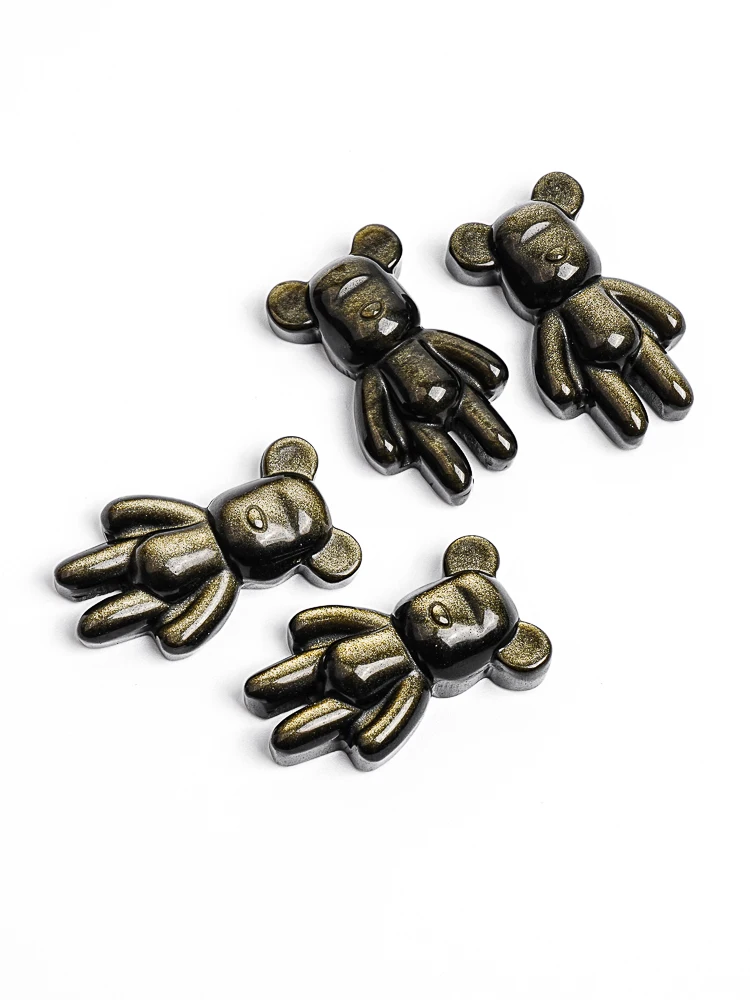 

Большой кулон в форме медведя из натурального золотого обсидиана 42x25x12 мм с отверстием для изготовления ювелирных изделий своими руками-подвеска в готическом стиле с животными