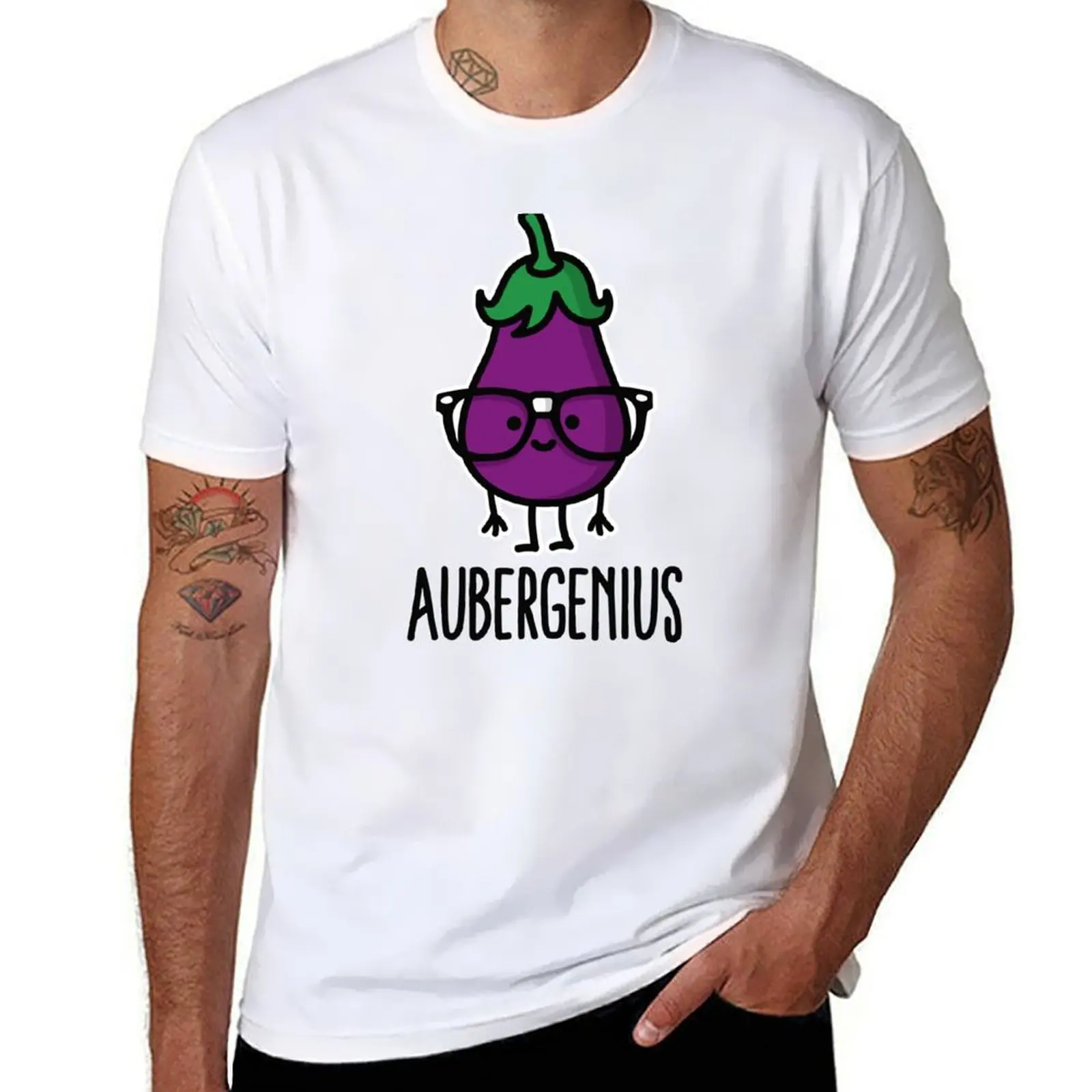 

Aubergine (eggplant) + genius=Aubergenius T-Shirt cotton t shirts man 100% t shirt custom print T-Shirt