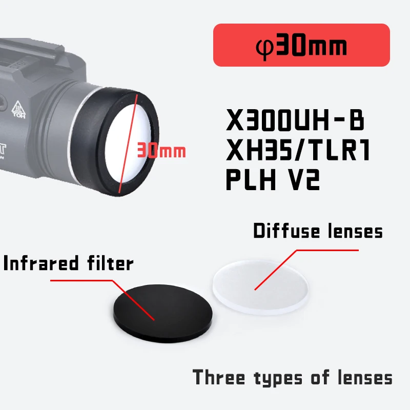 WADSN Tactische M300 M600 X300 X400V Protector Jacht Wapen licht LED Zaklamp Cover Custom Lens Guard 25.4MM 28MM 30MM 26mm