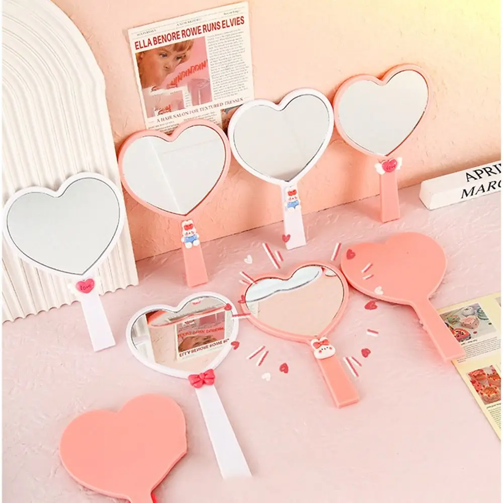 Cute Love Hand Makeup Mirror, Durable Cartoon Heart Shaped Vanity Mirror, Espelhos compactos portáteis para meninas