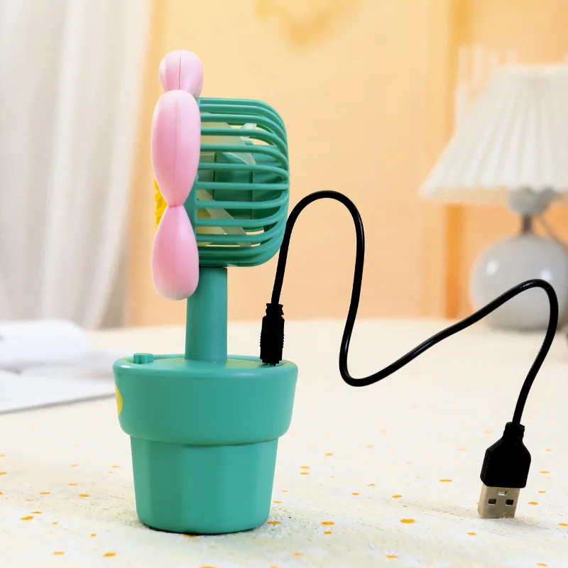 Mini ventilatore da scrivania a fiori, ventilatore più fresco estivo, ventilatore ricaricabile USB portatile, ornamenti da tavolo giocattolo carino per bambini studenti, regalo