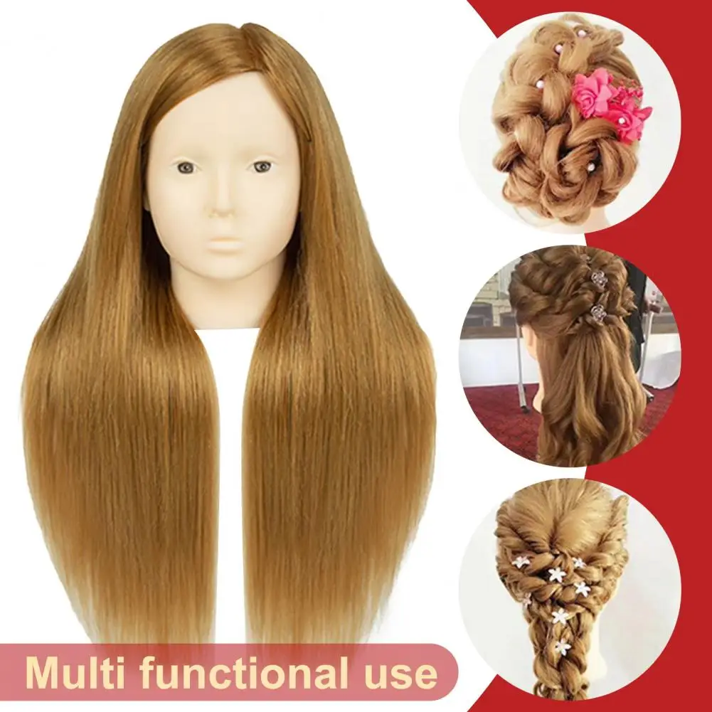 Mannequin Head with Real Hair Hairdresser Braiding Hair Styling Training Manikin Cosmetology Doll Head Brown Golden Long Hair Ha