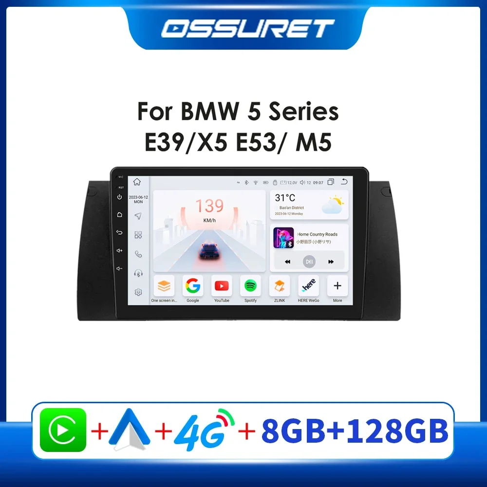 

OSSURET Car Radio Android GPS for BMW 5 E39 1995 - 2003 E53 X5 M5 Android Auto CarPlay 7862 Stereo Car Multimedia Player Wifi