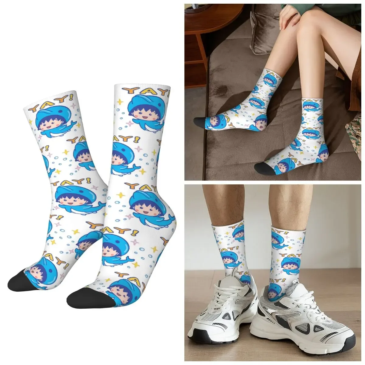 

Носки Chibi Maruko Chan на все сезоны, спортивные носки средней длины в стиле Харадзюку, модные носки для мужчин и женщин, подарки на День святого Валентина