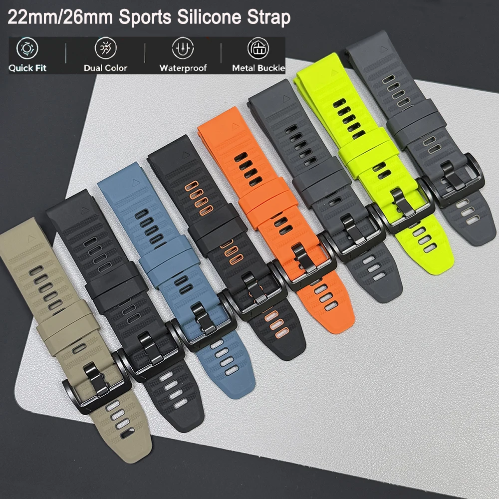 For Garmin Fenix 9 8 Pro E 7X 7 6X 6 5X 5Plus QuickFit Band for Tactix 8 Solar Epix Pro Enduro 3 Sports Silicone 22mm 26mm Strap