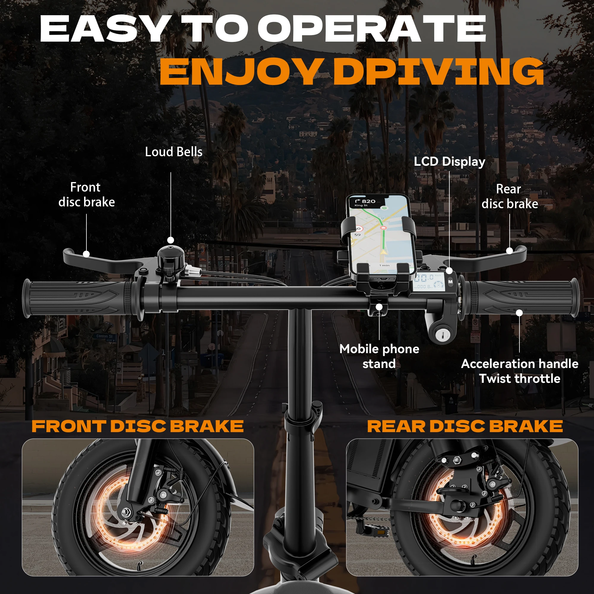 Hisent electric folding bike, 14 inches, 500W brushless motor, 48V 10AH/17.5AH battery available, different models.