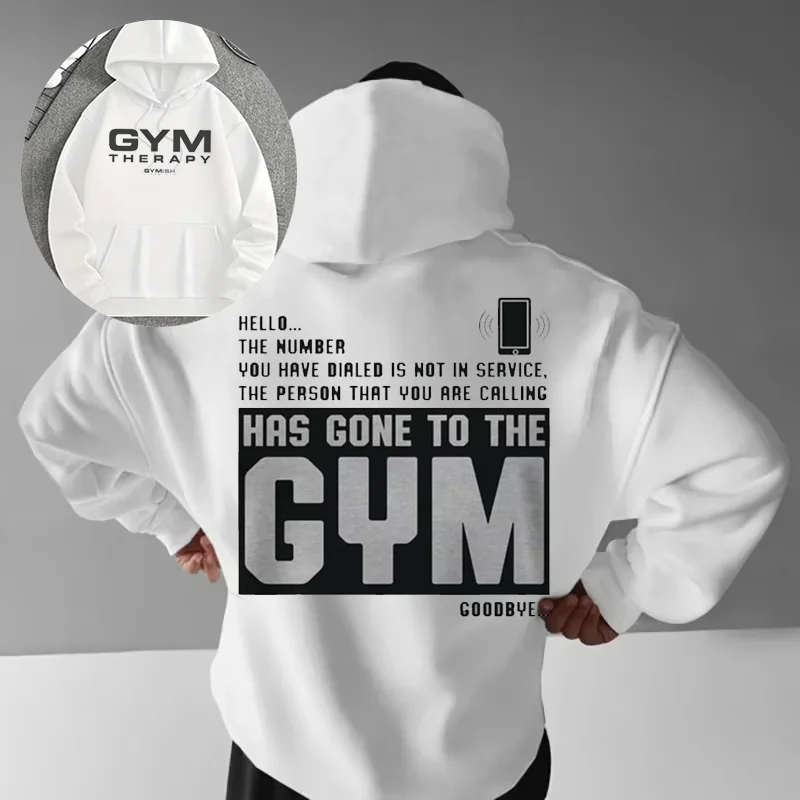 

2025 Autumn and Winter New Exercise Sweater Fun Gym 100_ Cotton Print Sweater Hoodie High Quality Men Muscle Men Tough Guy Y2K