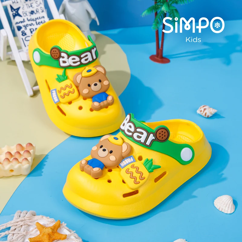 

Summer Children's Bear Or Rabbit Sandals Soft Anti-Skid Hole-Free Cartoon Design Indoor Outdoor Boys Girls Shoes