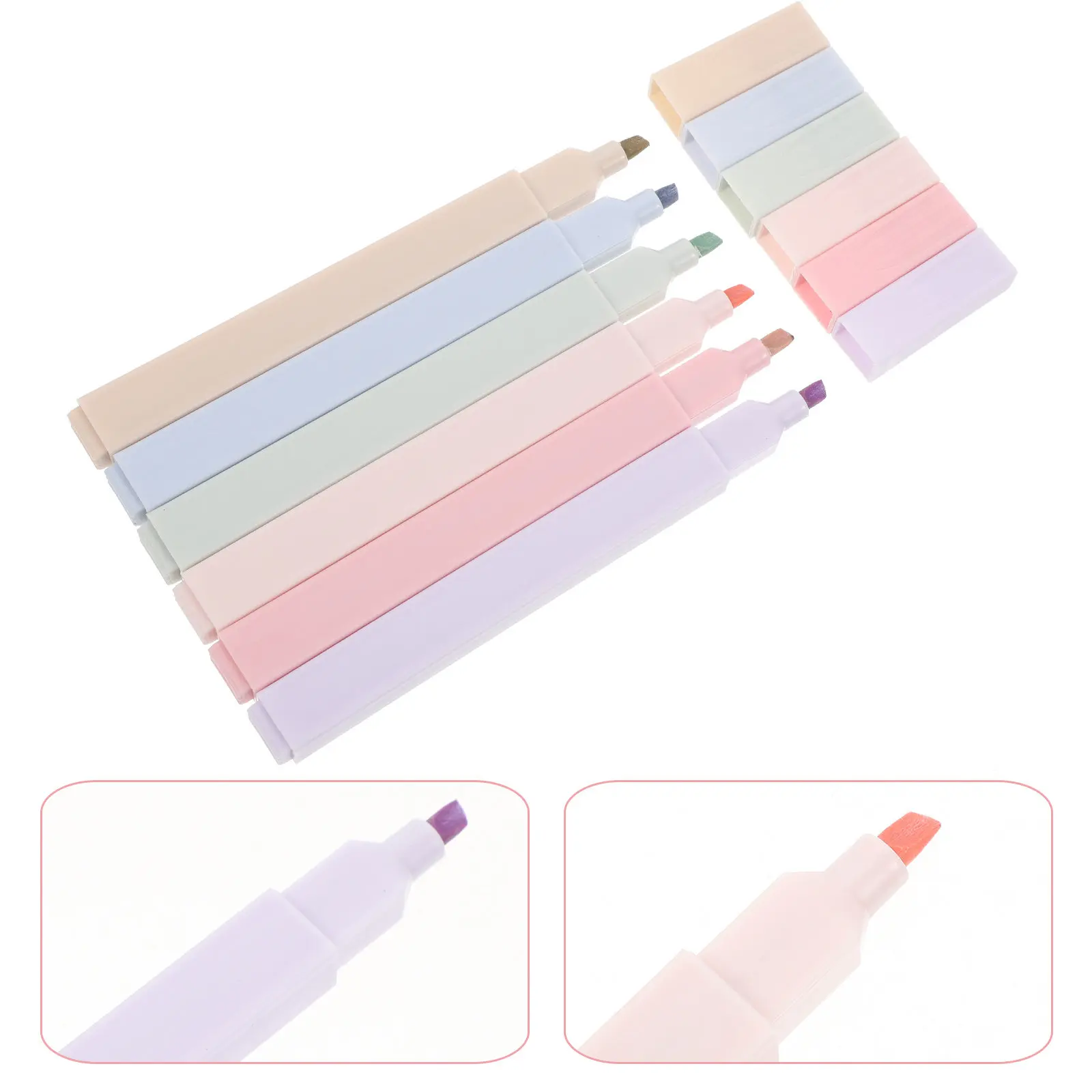 

6Pcs Highlighter Pen Portable Compact Markers School Supply Multi-Function Scrapbook Marking Pen Work Study Book Marker