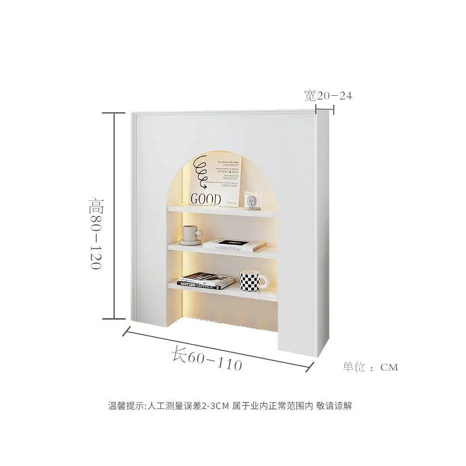 French lighted white fireplace decorative cabinet living room simple entrance display cabinet live broadcast room B&B arch shelf