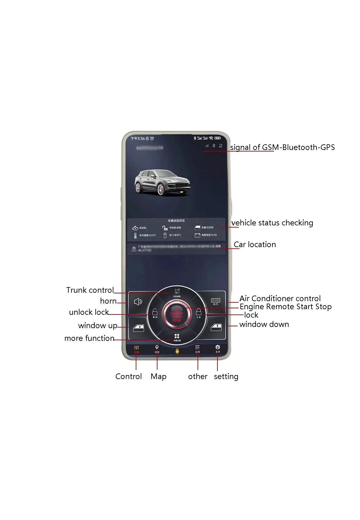 Kit de módulo SIM GSM tipo 2G 4G para automóvil, aplicación remota para teléfono móvil, función de Control de parada y arranque, accesorios para coche