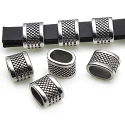 4Pcs Stainless Steel Big Hole Loose Spacer Beads/Charms Slider Stopper Bead for DIY Jewelry Making Handmade Bracelet Accessories