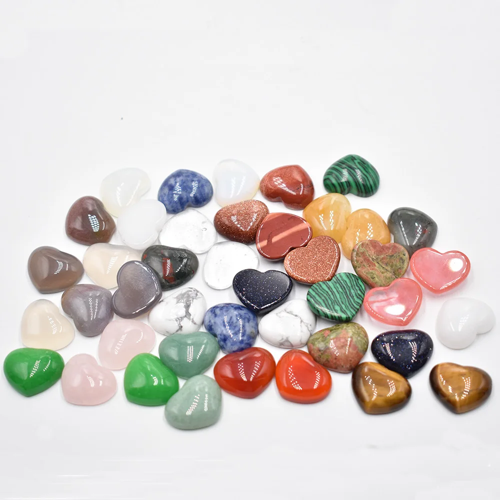 Großhandel 50 Stück/Lot Modische Natürliche Tigerauge-Stein-Rosenquarz-Mischung 15*18mm Herzförmige Cabochon-Perlen für Schmuckherstellung – Detail 3