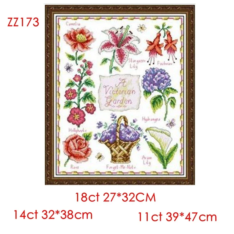 Cross Stitch Kit Magazine Style Victoria Gardens 18CT 14CT 11CT Custom Precision Calico Material Bag hand Embroidered