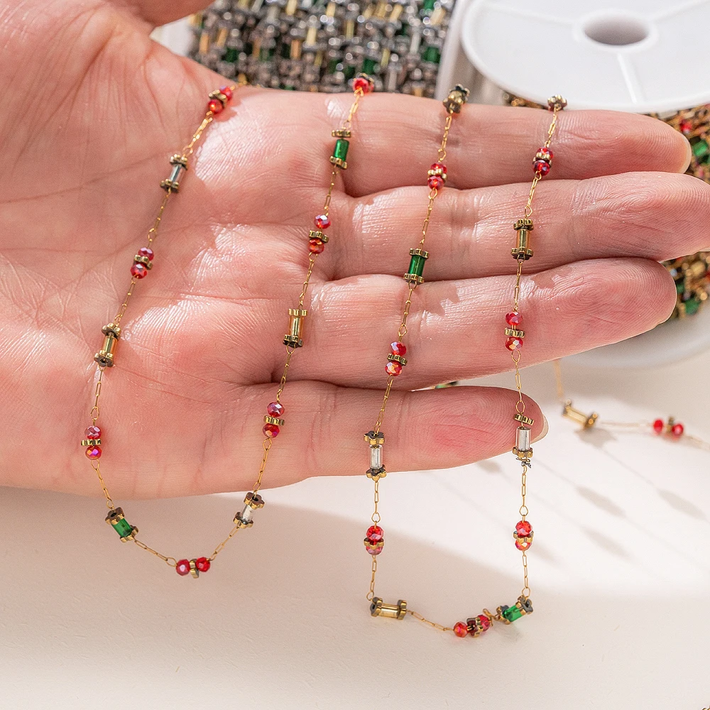1 Meter Kristallrohr Gold Edelstahl Schmuckherstellungskette DIY Armband Anhänger Halskette Zubehör Bastelzubehör Nicht Verblassend – Detail 6