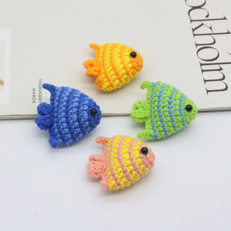 

4.5cm Handmade Crochet Cute Cartoon Fish decor, Crochet Color Little Fish Keychain, Kintting Crochet Products Supplies