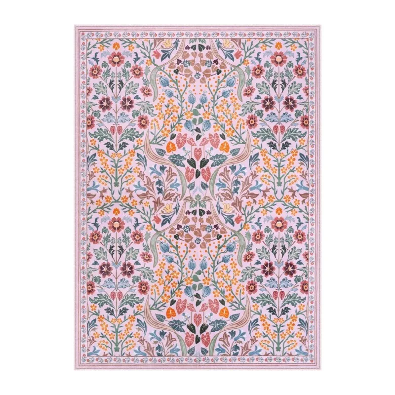 Böhmischer Blumenteppich, lebendige Blüten, Blumenmuster, Wohnzimmerteppich, minimalistischer Schlafzimmer-dekorativer Teppich, waschbarer Teppich, rutschfester Teppich