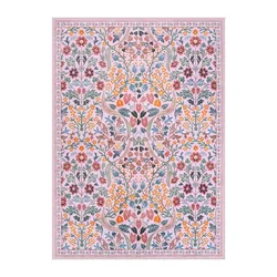 Bohemian Floral Rug Vibrant Blossom Floral Living Room Area Rug Minimalist Bedroom Decorative Rug Washable Rug Anti-slip Rug