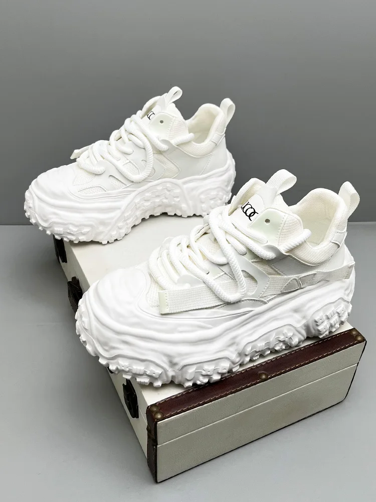 Breathable Mesh Casual Shoes Men's Fashionable Versatile High Top Dad Sneakers Thick Bottom Heightening Summer New Arrival