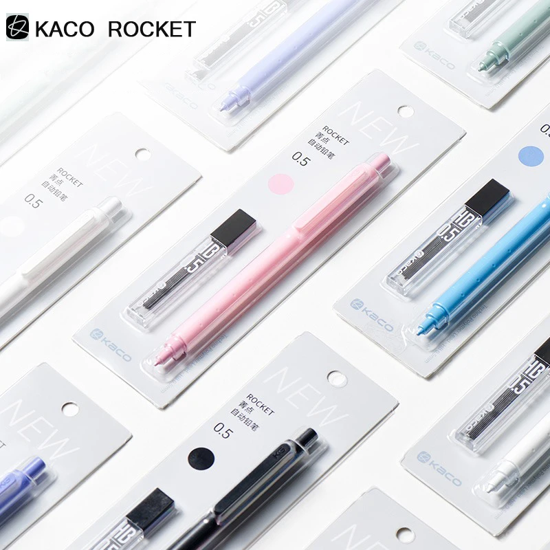 Juego de portaminas KACO Rocket, núcleo continuo pequeño y fresco, núcleo de plomo HB, lapices automáticos de 0,5mm para tareas, escritura y dibujo