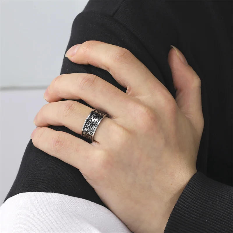 Punk Stainless Steel Rings For Men Women Viking Life of Tree Couple Ring Goth Jewelry Party Birthday Gifts 2023 New Trend