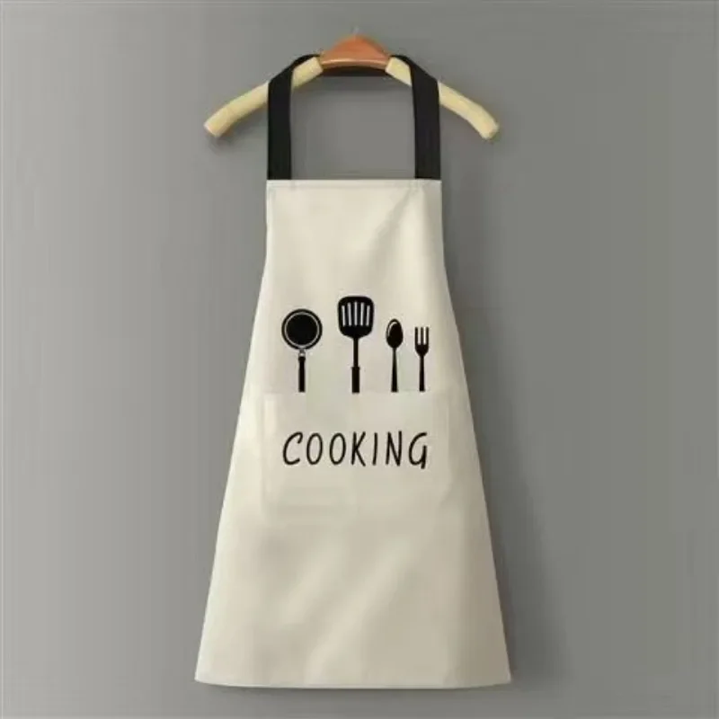 Print Kitchen Apron with Pocket Sleeveless Restaurant Waiter Chef Cooking Baking Waterproof Oilproof Aprons Hand-wiping