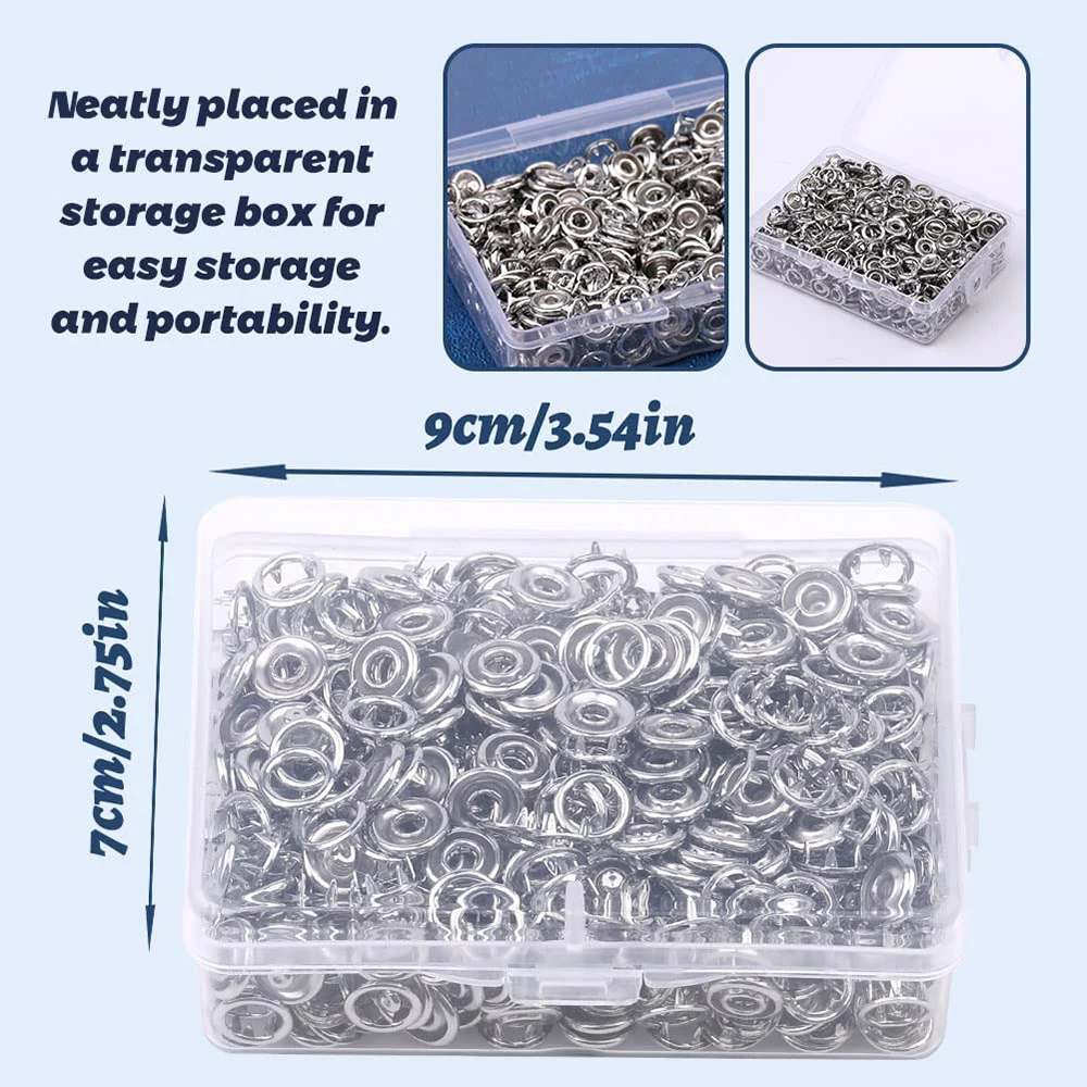 50 Sets 9.5mm Metal Silver Snaps Buttons Open Prong Snap Button Snap Fasteners Kit for Jeans, Fabric, Baby Clothing, DIY Craft - Image 4