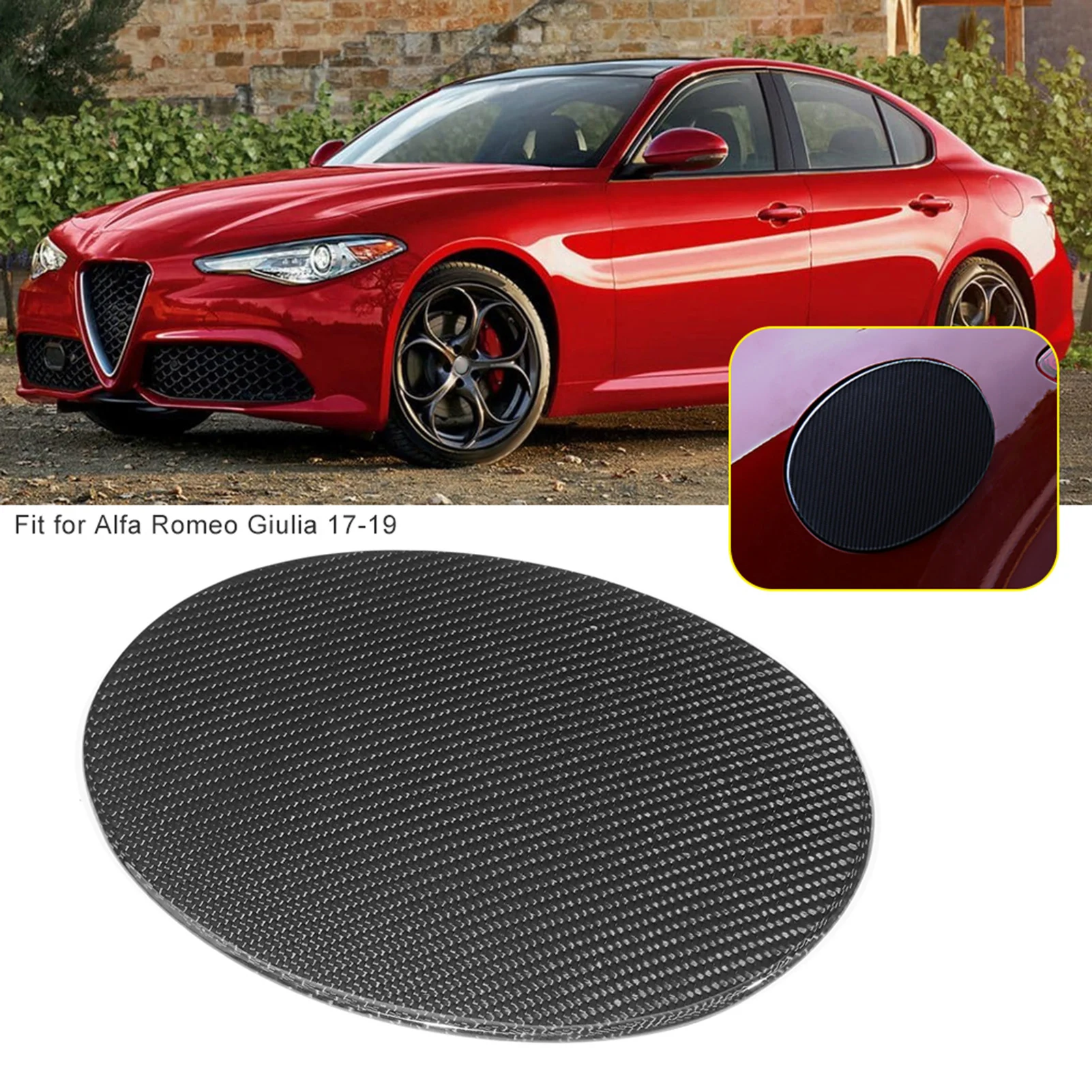 Car Modified Carbon Fiber Fuel   Cover Trim Fit for  Giulia 17‑19 Fuel   Trim Oil   Decoration