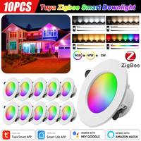 1-10PCS 15W Smart ZigBee LED Downlight Bluetooth Ceiling Lamp RGB APP Remote Control Color Changing light for Google Alexa Home