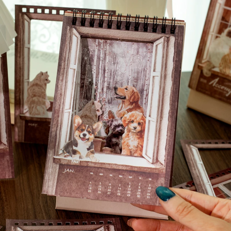 Journal GO Kreativer ausgehöhlter Tischkalender 2026, süßer Tischkalender, gerahmtes Design, Standkalender, Schreibwaren