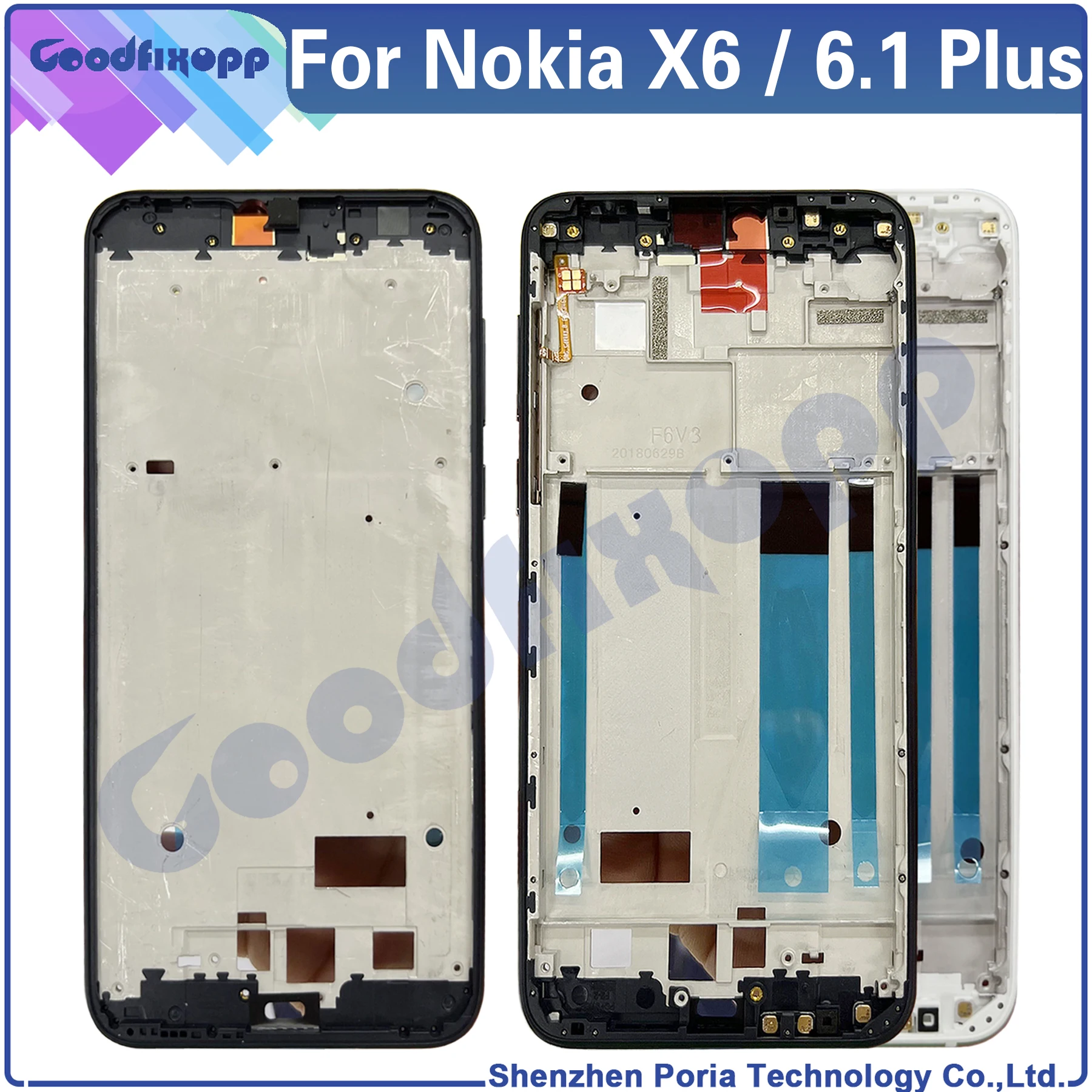 

Рамка для Nokia 6,1 Plus / X6 TA-1099 TA-1103 TA-1083 TA-1099 Media Case, передняя рамка, рамка для экрана, средняя рамка, Замена Рамки