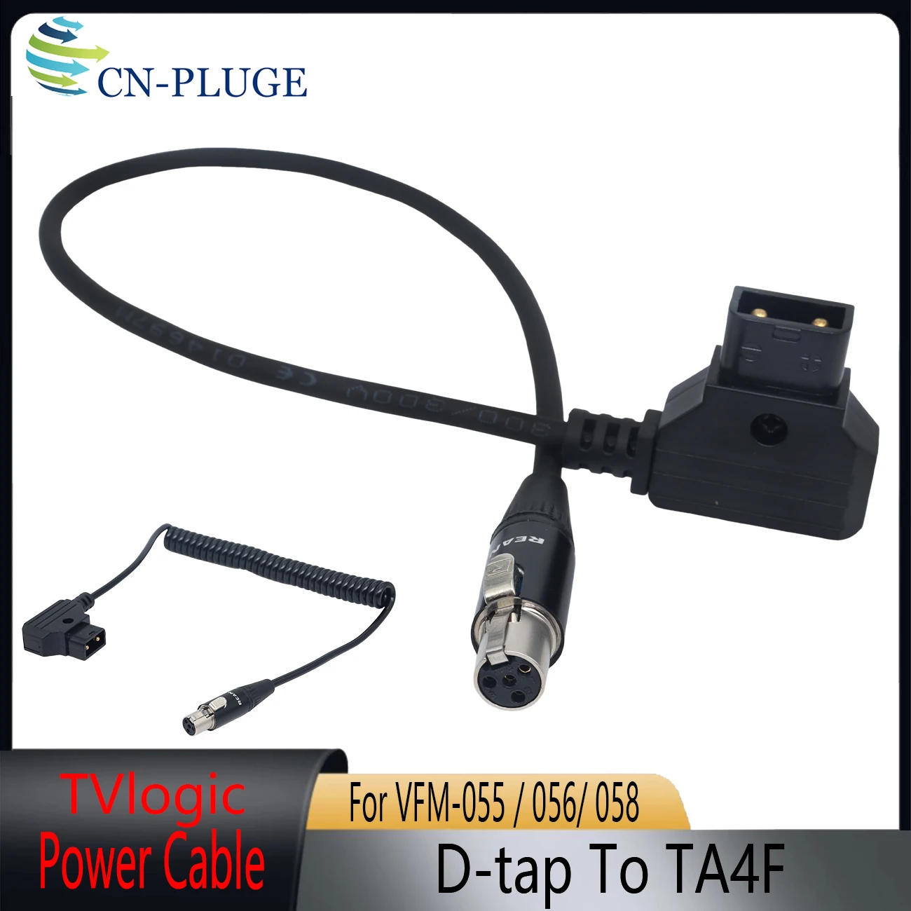 D-tap to TA4F 4pin Mini XLR Power Cable for TVLogic VFM-056W VFM-058W F-7H Monitor