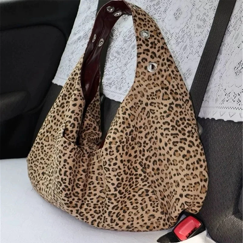 

Leopard Print Tote Bag Large Capacity Wine Red Reversible Shoulder Bag Fashion Handbag Underarm Purse Durable Spacious Bag New