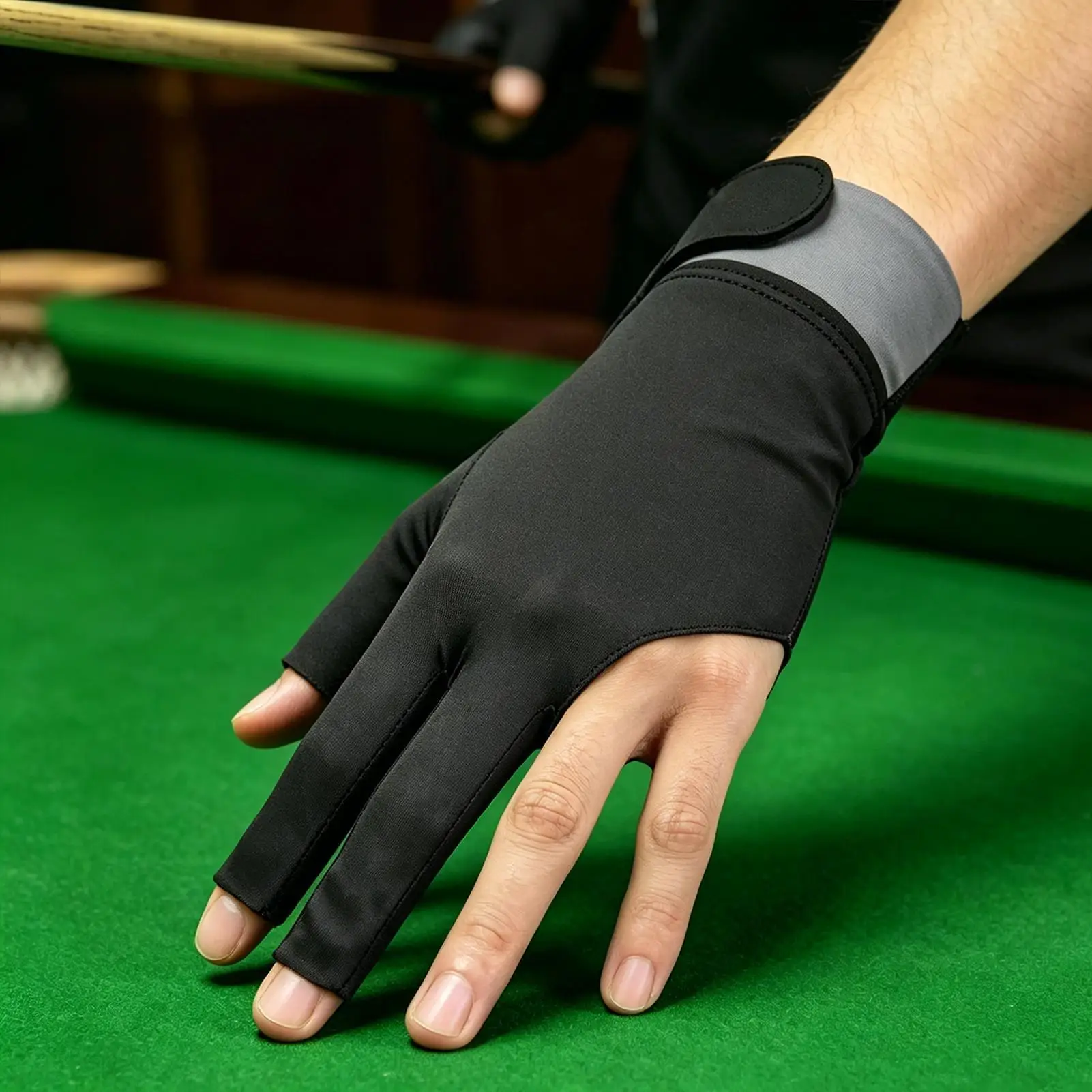 Pool Glove Left Hand Breathable 3-Finger Billiards Accessories Lightweight Pool Glove For Women For Adults Men Beginner Hall