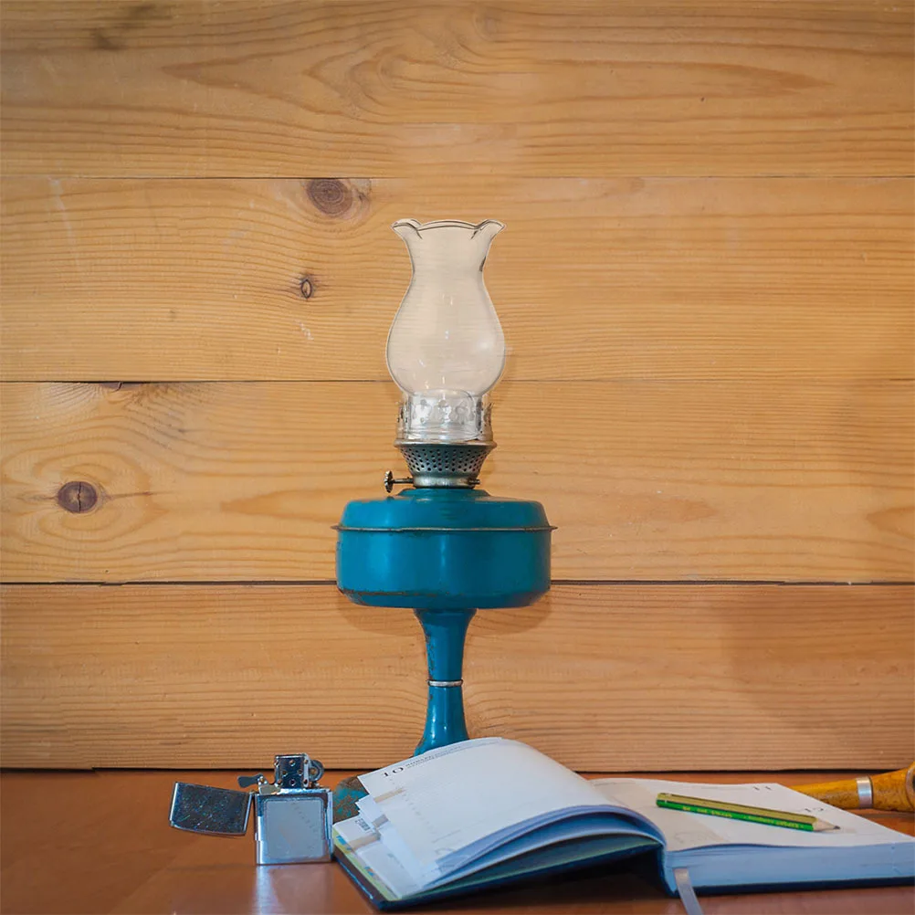 

2Pcs Tall Glass Chimney for Oil Lamp Clear Hand Blown Replacement Globe Retro Lamp Shade Crimped Top Hurricane