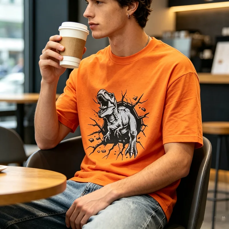 Vintage Monster T Rex Breaking Concrete Wall Graphic Tee Women Men Cotton Casual Oversized T Shirt Trendy Birthday Gift Dinosaur