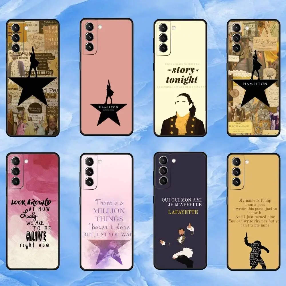 حافظة هاتف هاميلتون M-Musical L-Lyrics لهاتف سامسونج S25,24,23,22,30,21,10,9,Ultra,Plus,Lite,FE,4,5G حافظة سوداء ناعمة #1